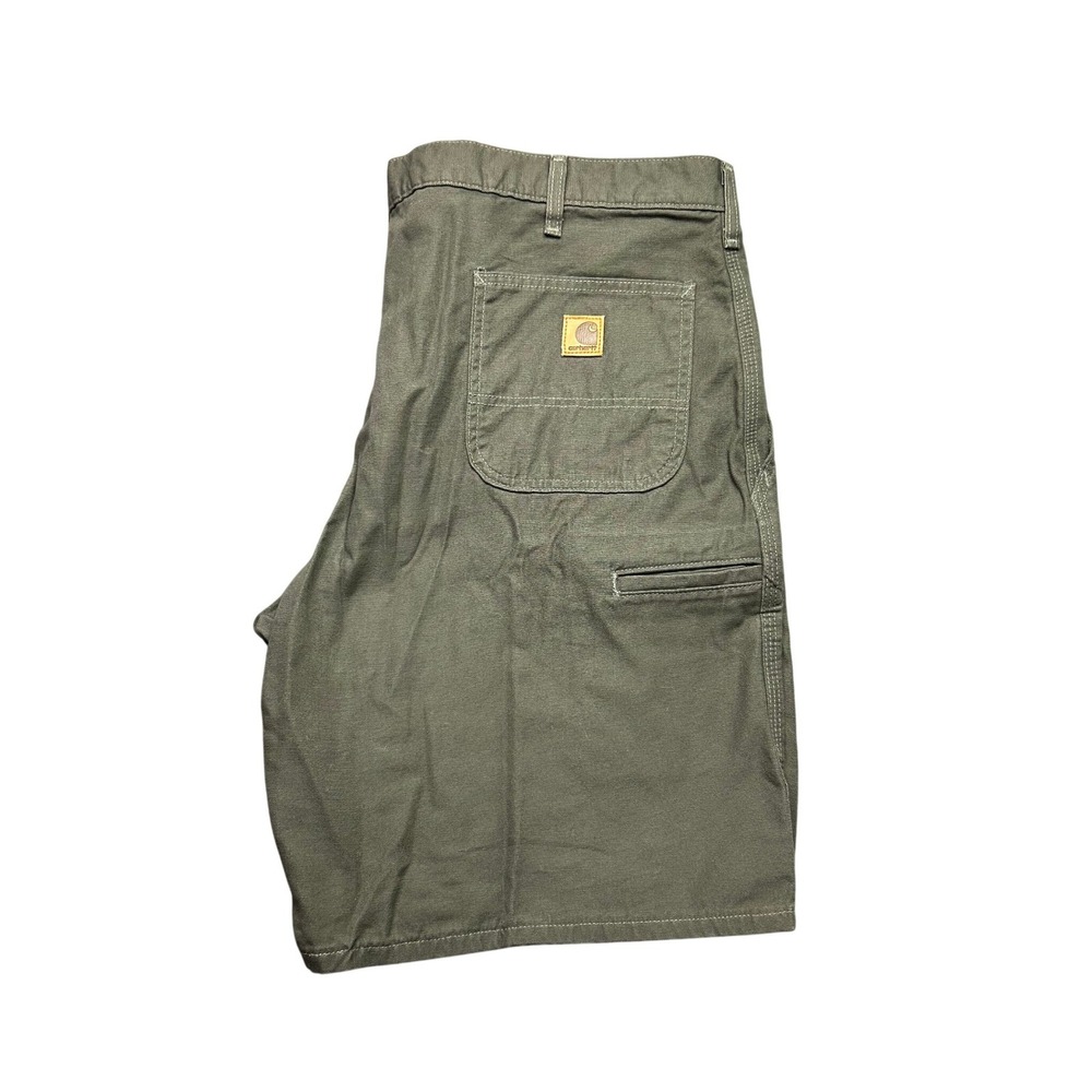 VTG Carhartt B203 Mens Olive Green Canvas Carpenter Shorts Size 42 Relaxed Fit